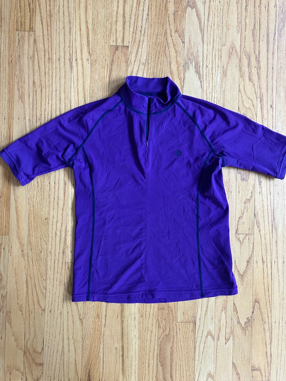 Coolibar Purple Short-Sleeve Swim Coverup with Zip Neck